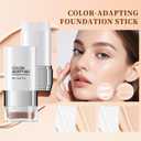2 x Color Changing Foundation Stick, 2-in-1 Dual-Ended Korean Color Changing Foundation, Waterproof & Long-Lasting Korean Foundation Stick, Concealer Stick, Full Coverage Makeup, Dewy Finish (Ivory)