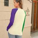 Mardi Gras Shirts for Women Funny Carnival Outfits Fat Tuesday Shirts New Orleans Festival Long Sleeve Tops