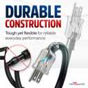 200ft Outdoor/Indoor Extension Cord 10/3 Gauge Ultra Heavy Duty 3 Prong SJTW, Waterproof, Flexible Cold-Resistant Long Power Cord,10A 125V 1000W, Black by LifeSupplyUSA