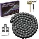35 Roller Chain 3 Feet 95 Links with Chain Breaker Replacement for Go Kart Cart Mini Bike Bicycle Dirt Bike Motorcycles Powersports Accessories Parts with 35 Chain Master Links Connecting Link (Black)
