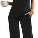 Ekouaer Womens Pajama Sets Ruffle Short Sleeve Sleepwear Top and Capri Pants Pjs Set Comfy 2 Piece Lounge Set S-XXL (Black, S)