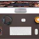 Desk Pad Mat 23.6"x13.7" - Waterproof Mouse Pad & Desk Protector, Non-Slip PU Leather for Gaming Keyboard/Mouse, Stitched Edge XL Office Desk Pad with Ergonomic Support(Chocolate) (24" x 14")