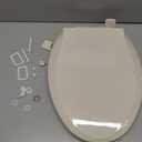 Toilet Seat Elongated Almond, 18.5 x 14.2 Inch, Slow Close, Bottom-Mount Design, Fits 2-Piece Toilets, Durable & Easy to Install, PP Material Safe and Durable