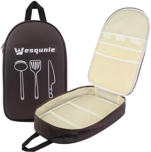 Wesqunie Camp Kitchen Organizer, Multi-Pocket Camping Cooking Utensils Bag, Waterproof Portable Storage for BBQ Outdoor Cooking Essentials