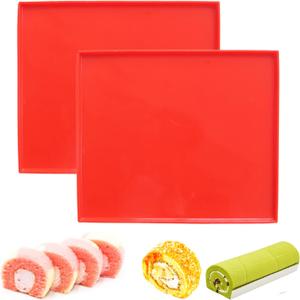 Swiss Roll Cake Mat - Flexible Multipurpose Silicone sheet Nonstick jelly roll pan Baking Tray Pastry Mat Pizza Cookies Mold, Set of 2