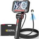 Articulating Borescope Camera - JESERAL 5" HD 1080P Inspection Camera Screen with 6 Led Light, Endoscope with 6.2mm Len IP67 Waterproof Probe, 3X Zoom Borescope with Semi-Rigid 5FT Cable for Mechanic