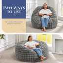 Hobestluk Bean Bag Chairs Beanbag Chair with Filler Adult Bean Bags with Fluffy & Machine Washable Cover, Giant Bean Bag Chairs for Aduts (Grey, 4FT-44" x 44" x 24")
