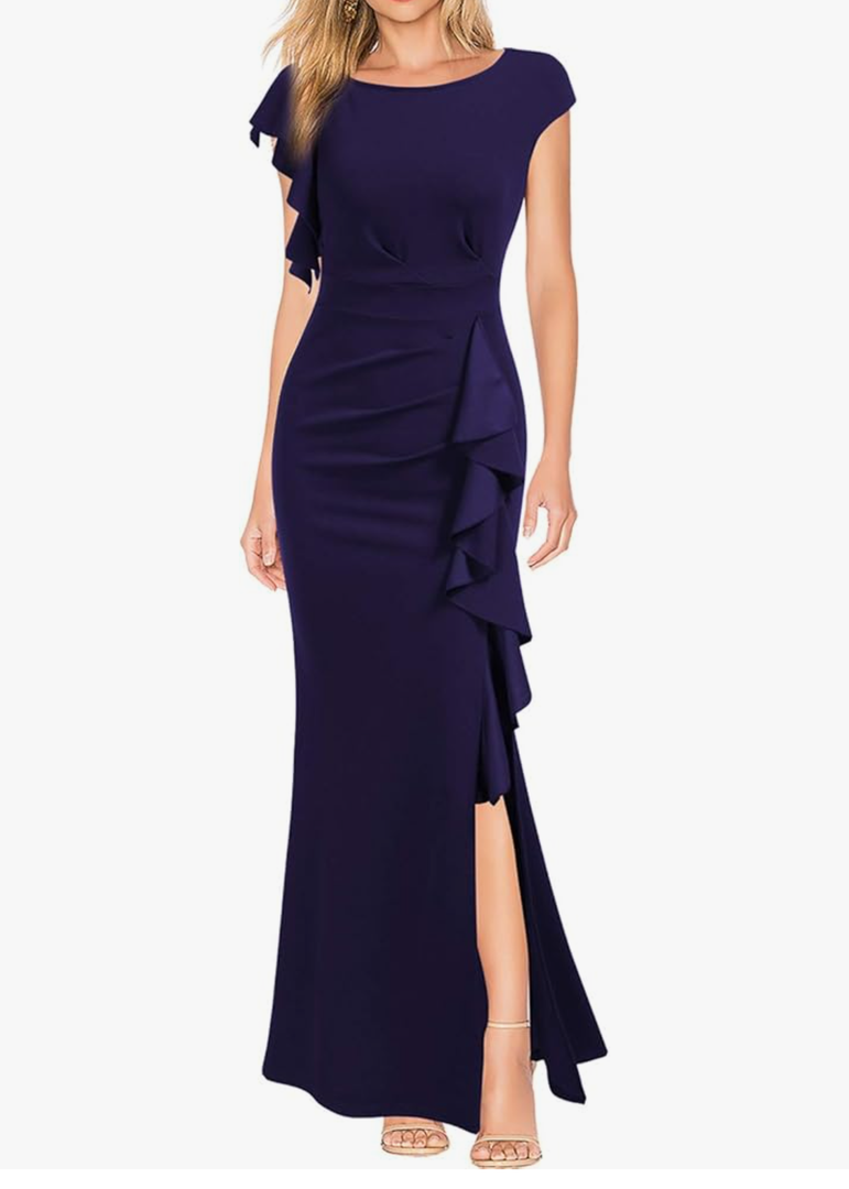 WOOSEA Women's Split Bodycon Mermaid Evening Cocktail Long Dress, XL