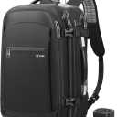 Vacuum Backpack Travel with Pump - 60L Expandable Airback Backpack w/Detachable Wheels, Vacuum Seal Compression Easy backpack for Traveler Graduate, Water Resistant Carry-On Luggage, TSA Lock - Black