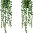 Fake Hanging Plants, 2pcs Artificial Hanging Plants in pots, Fake Plants Artificial Plants Indoors, Hanging Plants Artificial Decor, Fake Potted Plants, Hanging Plant for Indoor Outdoor Shelf Decor