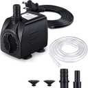 CWKJ Fountain Pump, 160GPH(10W 600L/H) Submersible Water Pump, Durable Outdoor Fountain Water Pump with 4.9ft Tubing (ID x 1/3-Inch), 3 Nozzles for Aquarium, Pond, Fish Tank, Water Fountain Pump