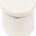 B FSOBEIIALEO Storage Ottoman Cube, Heart Shaped Ottomans with Storage Foot Stool Footrest for Lving Room, Boucle Ottoman Seat for Dorm Room,Faux Teddy Fur, Cream White 15"x15"x15"