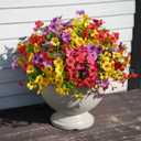 16 Bundles Artificial Flowers for Outdoor Realistic Faux Flower Spring Summer Garden Home Decoration, Hanging Daisy with Eucalyptus Leaves Fake Plants Greenery Balcony Porch Patio Front Door Decor