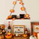 Set of 2 Fall Wall Decor Floating Wall Shelves with Maple Leaf Light String Thanksgiving Fall Leaf Garland Lights Hanging Shelf for Autumn Thanksgiving Home Living Room Bedroom Decoration