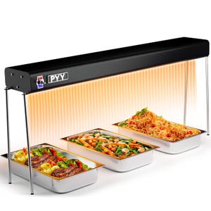 PYY 35 Inch Food Heat Lamp - Aluminum Infrared Strip Heater Overhead Food Warmer Light Electric Commercial Grade for Restaurant Buffet Catering Kitchen 750W (Black)