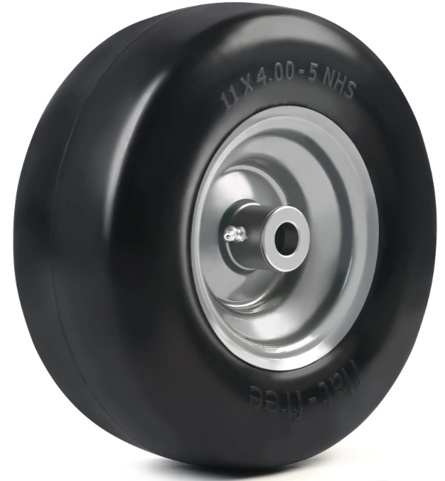 MARASTAR 00232-2PK Universal Fit Flat-Free 11x4.00-5 Tire and Wheel Assembly, Zero Turn Lawn Mower Replacement Tires, Smooth Tread, Adapter Kit included, 2 pack