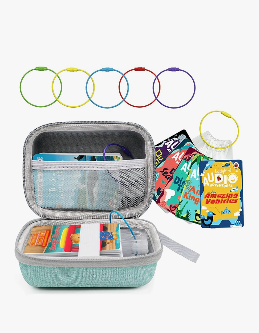Card Case for Yoto cards, Hard Portable Card Case with Zipper & for Yoto Card Keyring Loop Holder Card Tabs, Travel Carrier Kids Toy Storage Organiser Tidy Mini Card Storage (Green)