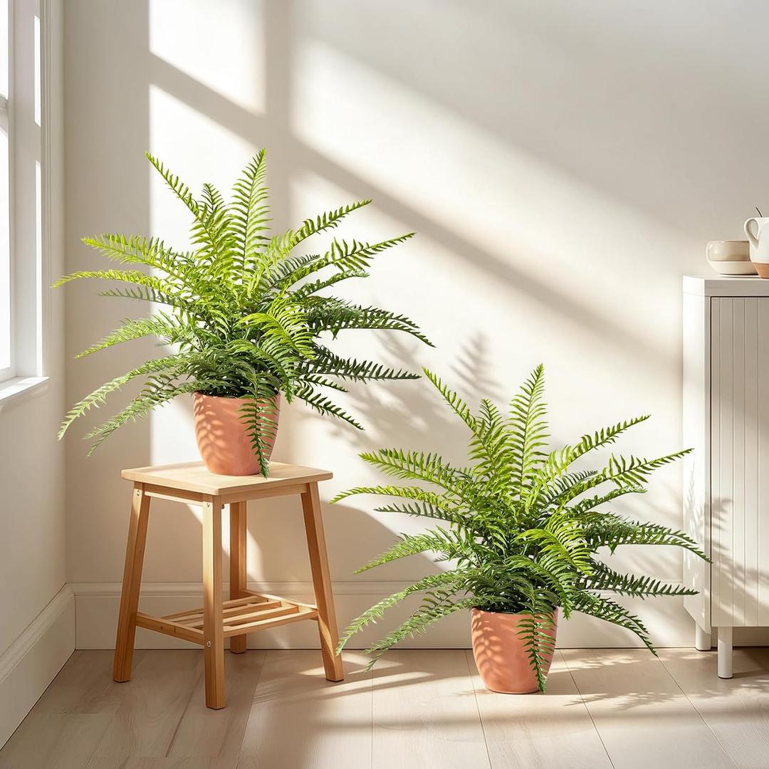 2 Pack Artificial Fern Plants in Pots, Type 8
