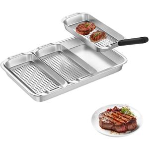 5 Pack Grill Basket for Outdoor Grill, Heavy Duty Stainless Steel Vegetable Grill Pans, Serving Tray BBQ Serving Platters with Holes for Grill Fish,Vegetable,Meat,Prep Food Veggie and Seafood