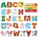JoyCat Wooden Thick Alphabet Magnets for Toddlers Fridge Large Size Cute Animal Colorful ABC Magnetic Letters 26 Uppercase Letters Educational Toy Set for Kids Toddlers Preschool Learning Spelling