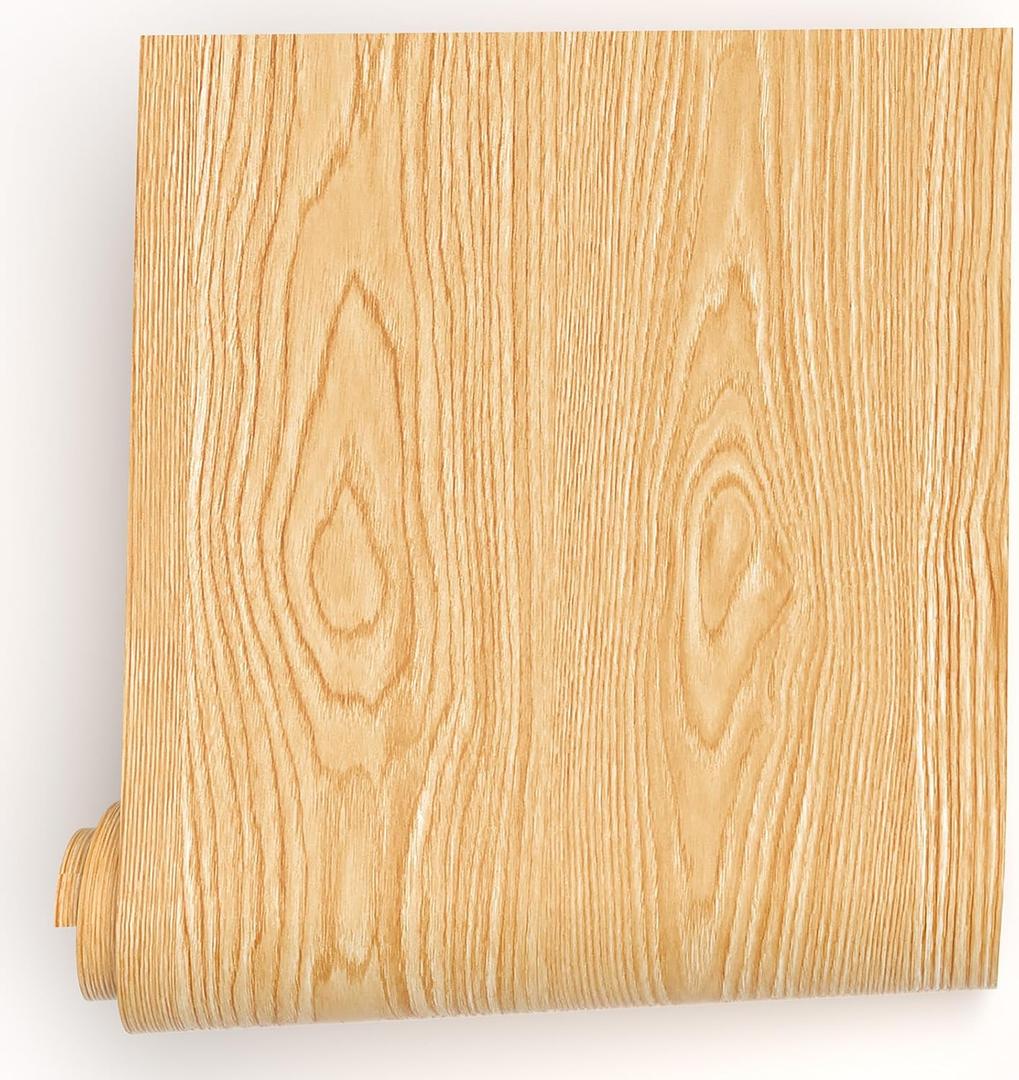 SOON AFTER Light Yellow Wood Peel and Stick Wallpaper, Size 23.6"x472"/Roll