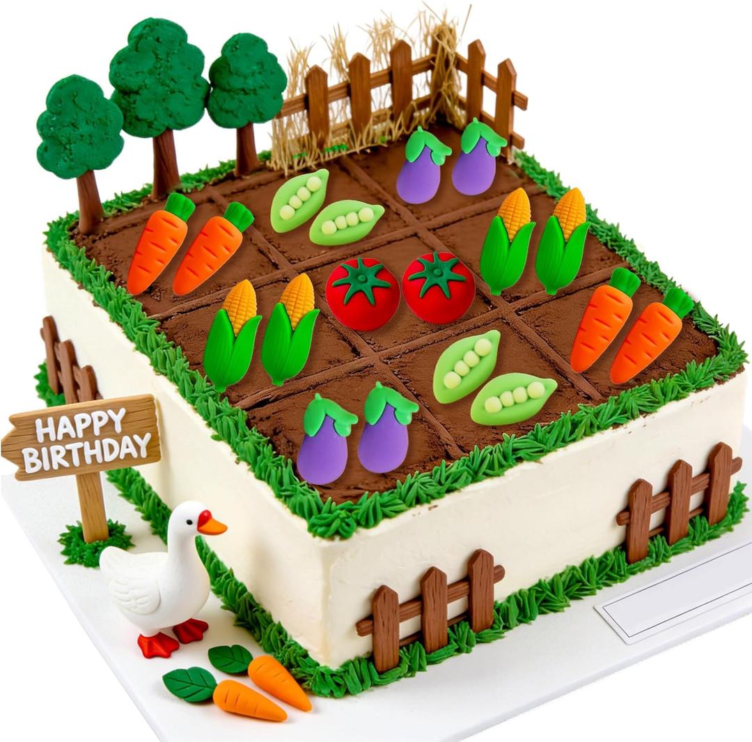 Vegetable Cake Topper Locally Grown Baby Shower Decorations Farmers Market Cake Decorations Farm Corn Carrots Peas Birthday Party Supplies