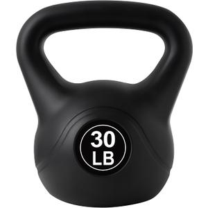 ALTLER Vinyl Plastic Concrete Kettlebell 10-50LBS Safe Strength Training Kettlebell Anti-Slip Grip Weight for Home Workouts and Men/Women/Beginners