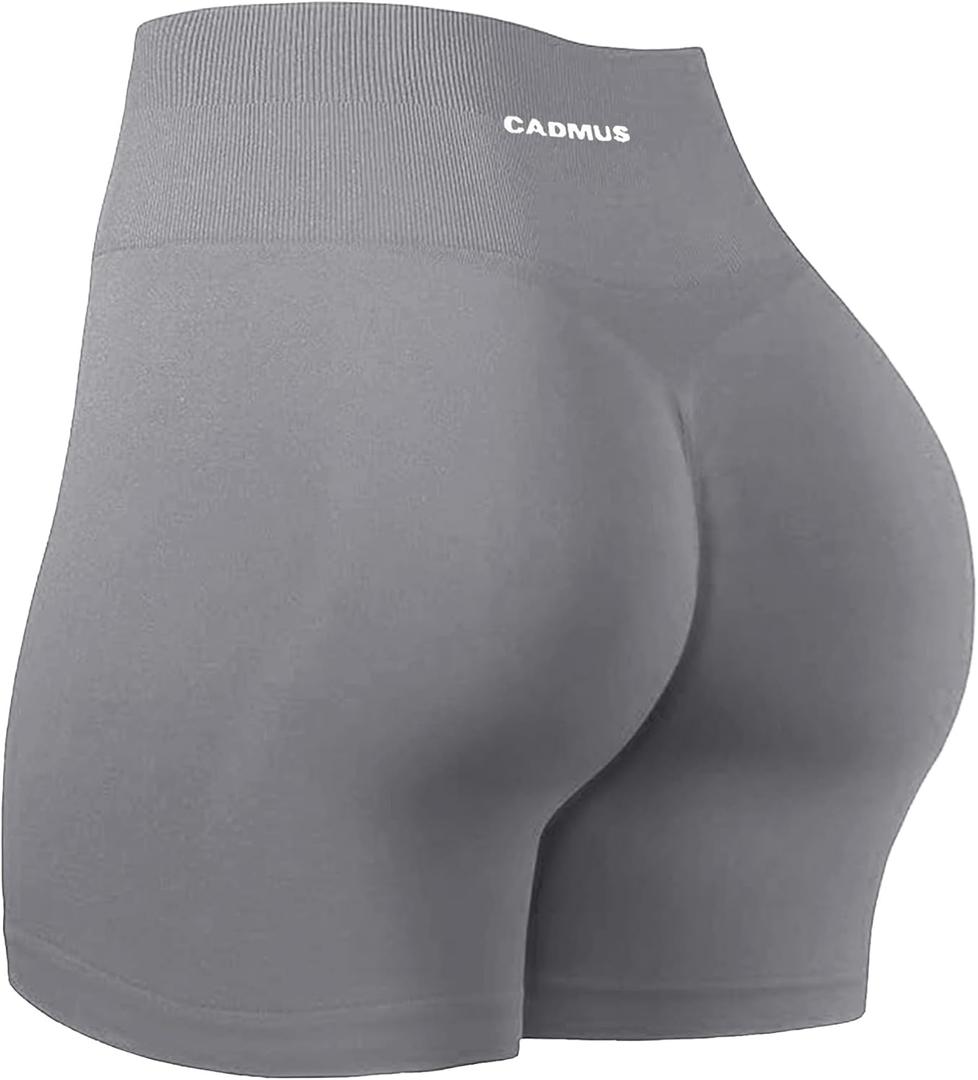 CADMUS Women's High-Waisted Spandex Athletic Shorts for Yoga, Running, Volleyball (Medium, 1055#: 1 Pack, Grey)