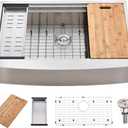 KINGO HOME 33 Inch 18 Gauge Handmade Stainless Steel Single Bowl Farmhouse Sink, Modern Farm Sink 33 Inch Apron Farmer Sinks for Kitchen Rustic With Accessories, Farmhouse 33*20*10 Inches