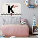 Toddler Boy Room Wall Decor,Name Sign Banner for Personalized Baby Boy Christmas Gifts,Little Racer Canvas Banner for Nursery Toddler Little Boy Bedroom Playroom,Initial K Gift,20x30 in