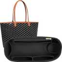 Tote Bag Organizer Insert for Saint Louis GM Size, Premium Felt Zipper Organizer with Cup Holder Tote Organizer (Black)
