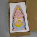 WDS WONDROUS Easter Decorations Lighted Gnome Figurine, Ceramic Battery Operated LED Easter Decor with Pink Hair Holding Egg, Spring Home Decor, Table Centerpiece, Indoor Gnome Decorations