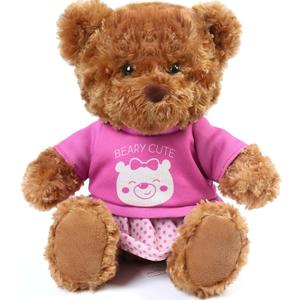 LotFancy Teddy Bear Stuffed Animal, with Removable Clothes, 10 inch Cute Baby Girl Bear Plush, with T-Shirt and Dress, Baby Shower Decoration, Easter Gift Plushies (Pink)
