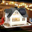 Solar Bird Feeders for Outdoors Hanging, Heavy-Duty Metal Small Birdfeeders Outside Hanging with Solar Lights, Wild Bird Feeders for Garden Decor, Unique Gifts for Bird Lovers, Mom and Grandma