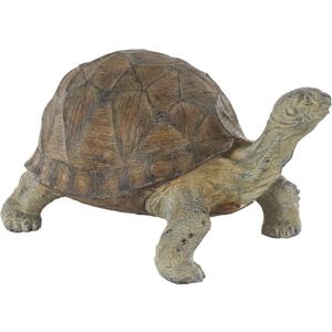 Deco 79 Resin Turtle Indoor Outdoor Garden Sculpture Distressed Textured Small Planter Pot with Patterned Shell, Planter 14" x 24" x 13", Brown