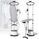 Standing Garment Steamer, 1500W Upgraded Steamer for Clothes Rapid Heats in 25s for 1 Hour Steam, 1.6L Water Tank, Self-Cleaning, Dual-Protection Tech, Ironing Board, Hanger, Gloves