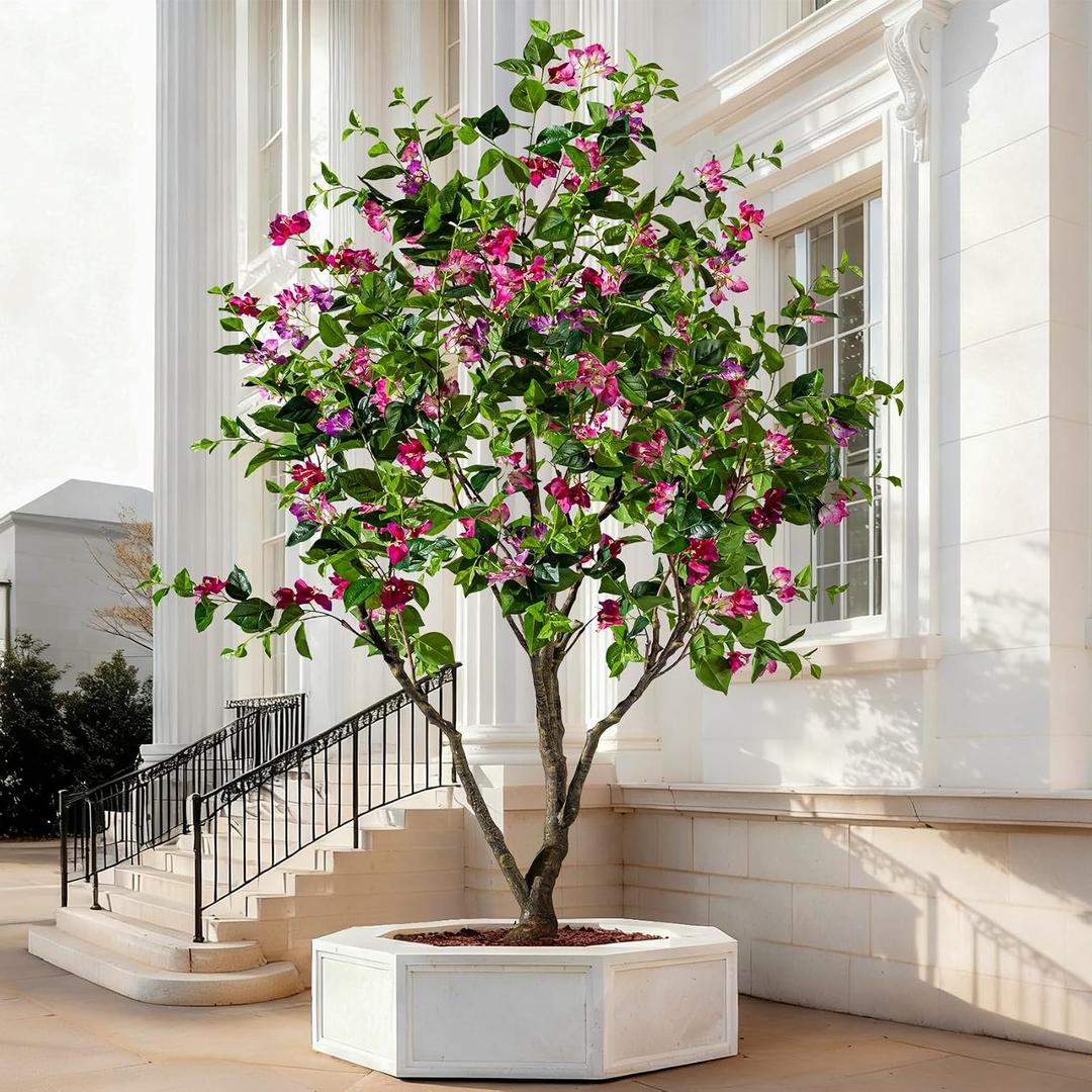 Artificial Bougainvillea Tree, 8FT UV Resistant Fake Bougainvillea Plant in Pot for Outdoor/Indoors, Realistic Faux Flowering Tree for Patio, Garden, Porch, Home Decor