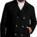 Nautica Men's Classic Double Breasted Peacoat (Large, Black)