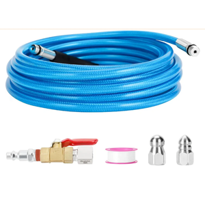 Cyclone Home Dryer Vent Duct Cleaning Kit: 23 feet Pressure Hose + 2 Jetter Nozzle + 1/4 Air Quick Connect+ Ball Valve