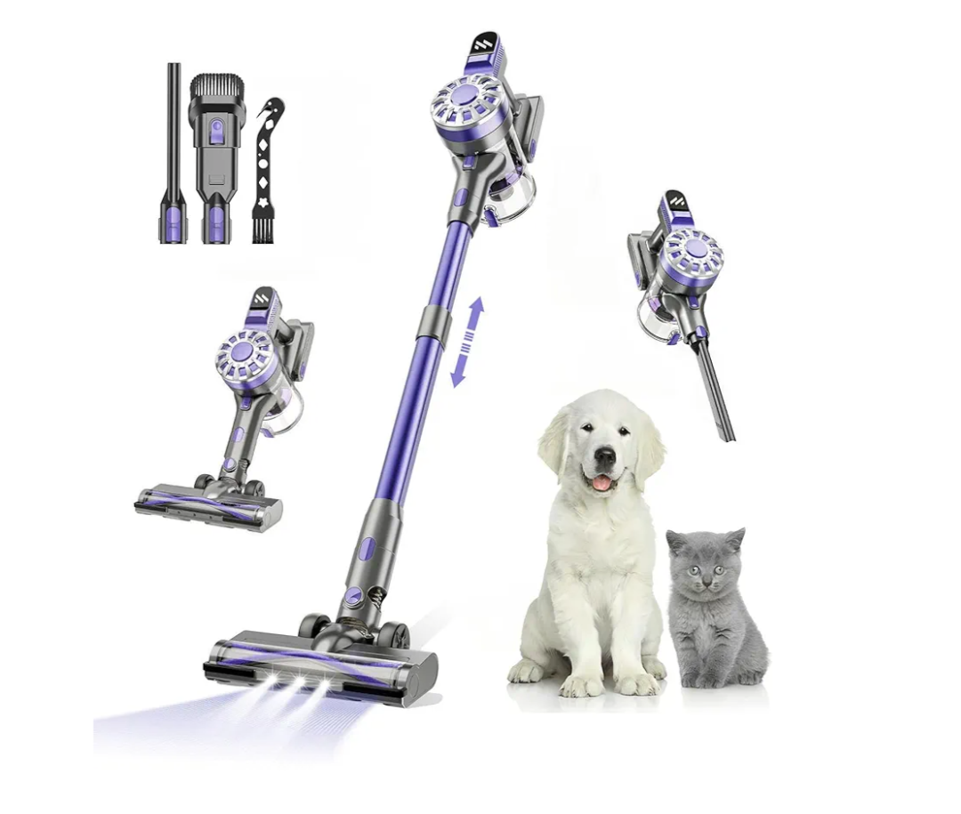 WLOTPO Cordless Vacuum Cleaners for Home with Powerful Suction,Stick Vacuum Cordless Rechargeable,Up to 35 Mins Runtime,Lightweight Hardwood Floor Vacuum for Pet Hair,Carpet(Dark Purple