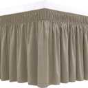 Biscaynebay Wrap Around Bed Skirts for Queen Beds 15" Drop, Taupe Adjustable Elastic Dust Ruffles Easy Fit Wrinkle & Fade Resistant Silky Luxurious Fabric Machine Washable