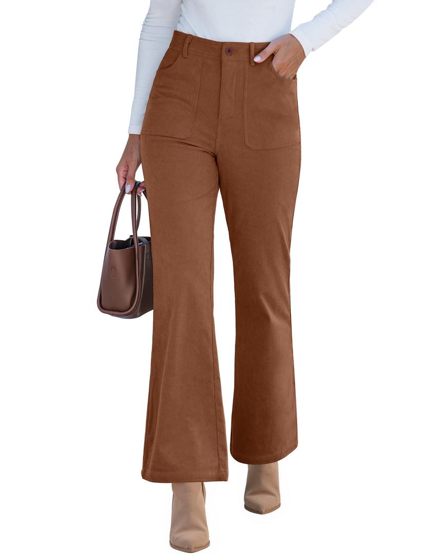 GRAPENT Womens Pants Casual Womens Wide Leg Pants Warm Clothes for Women Winter Cocoa Brown X-Large 