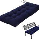 Indoor/Outdoor Bench Cushion Cotton Garden Furniture Loveseat Cushion, Patio Wicker Seat Cushions for Lounger Garden Furniture Patio Lounger Bench (Navy Blue, 39.3 * 19.6in)