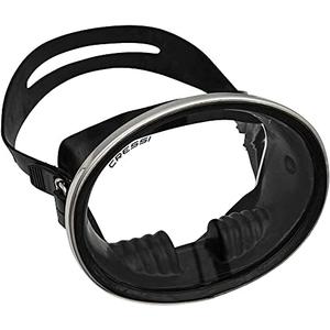 Cressi Classic Retro-Style Freediving Mask - Oval Tempered Glass Lens - Pacifico: Designed in Italy,Black