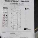 LFT HUIMEI2Y Glass Display Cabinet with LED Lights and Lock, 4-Shelf Curio Cabinets with Door, Tempered Glass Collection Display Showcase for Bedroom, Living Room 65x 17x 14.5 Black