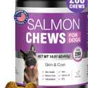 Omega 3 Skin and Coat Supplement for Dogs 200 Chews Dog Fish Oil Supplements with EPA & DHA Fatty Acids Dry Skin Relief for Dogs Shedding Allergy Itching Promotes Heart Hip Joint Health