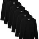 Amazon Essentials Men's Slim Fit Breathable Cotton Crew Neck Undershirts, Pack of 6 (XX-Large, Black Long Sleeve)