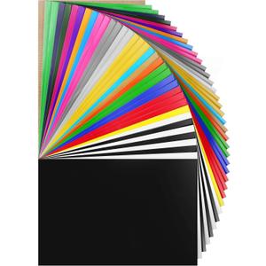 HTV Heat Transfer Vinyl Bundle 37Pack 12" x 10" Vinyl Sheets,Iron On Vinyl for Cricut & Heat Press Machine,More Than 20 Assorted Colors for DIY Fabrics T-Shirts