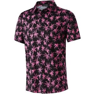 Golf Shirts for Men Dry Fit Performance Print Short Sleeve Moisture Wicking Golf Polo Shirts (3X-Large, Pink Palm)