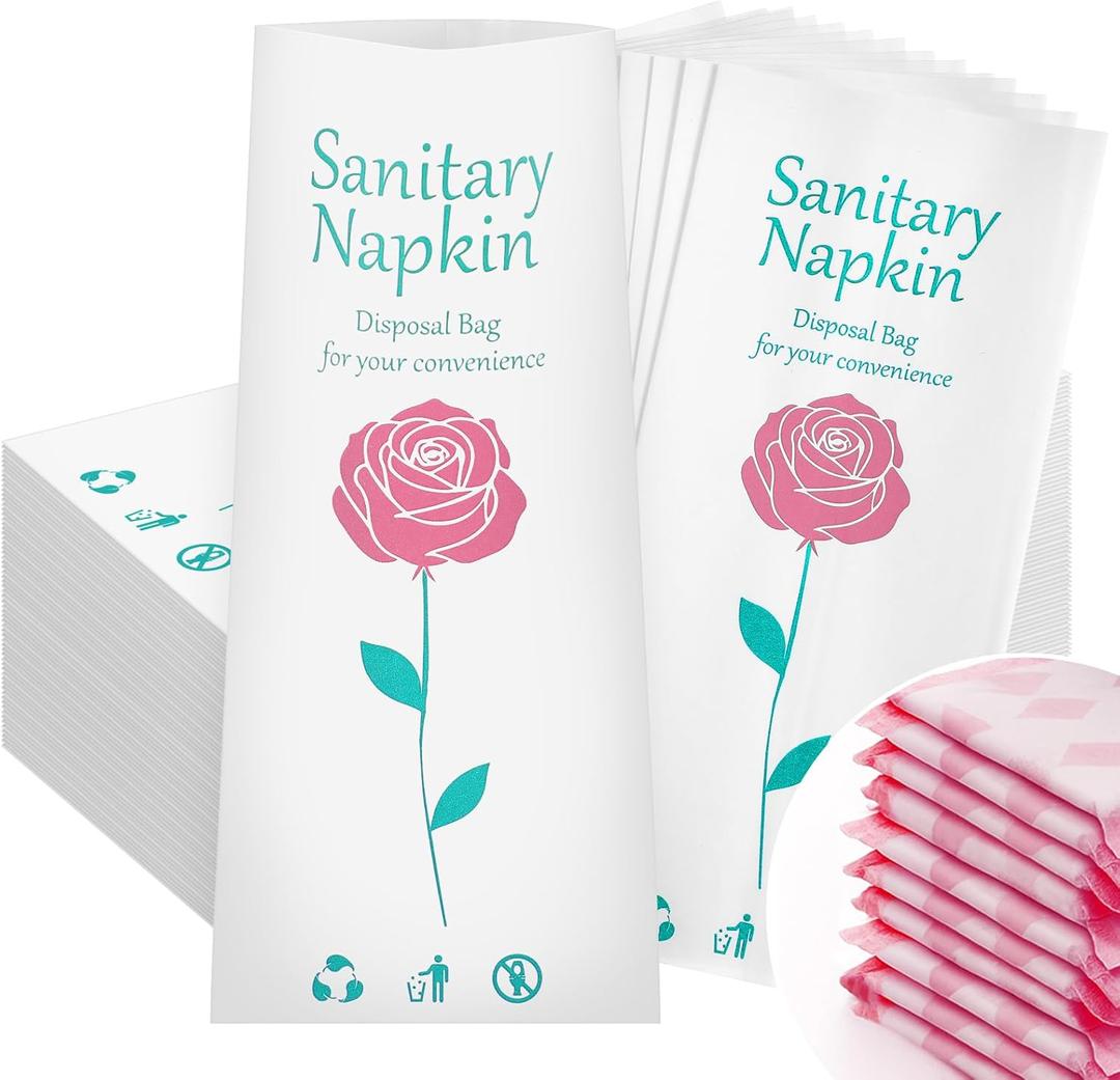 500 Pcs Floral Sanitary Napkin Disposal Bags Feminine Hygiene Leak-Proof Personal Care Biodegradable Waste Bags for Pads Tampon Liners 9 x 3.9 Inches